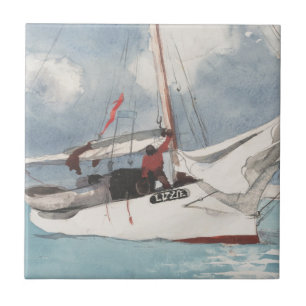 Fishing Boats, Key West Ceramic Tile