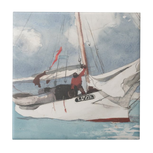 Fishing Boats, Key West Ceramic Tile (Front)