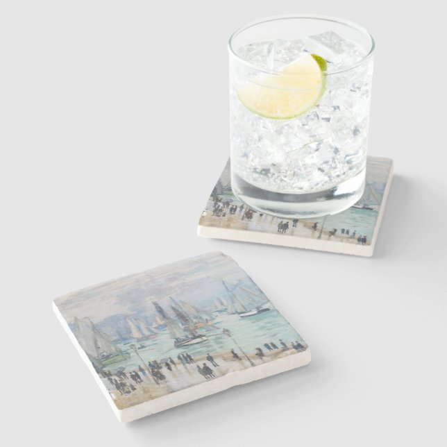 Fishing Boats Leaving the Harbor | Claude Monet Stone Coaster (Side)