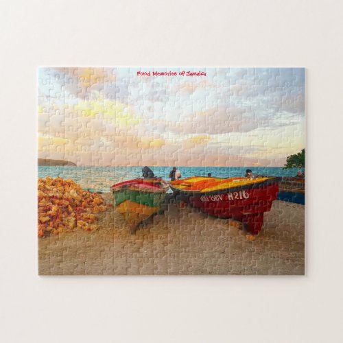 Fishing boats on a Jamaica beach Jigsaw Puzzle