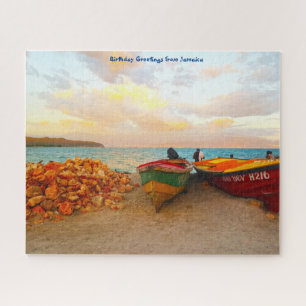 Fishing boats on a Jamaica beach. Jigsaw Puzzle