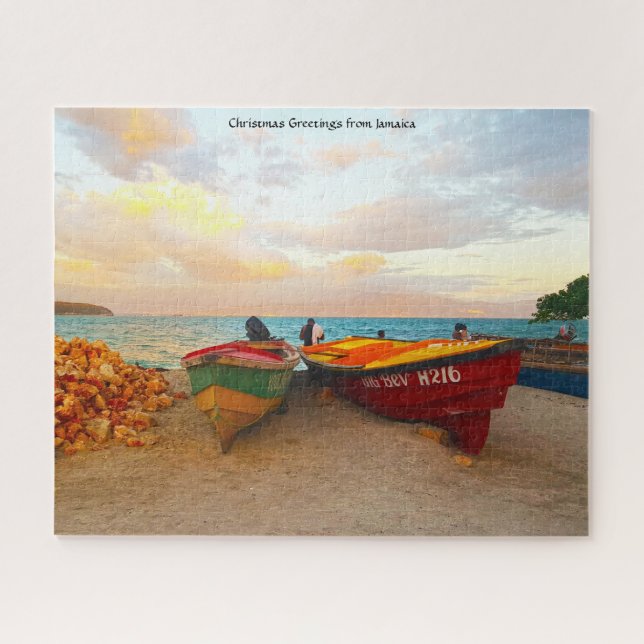 Fishing boats on a Jamaica beach. Jigsaw Puzzle (Horizontal)