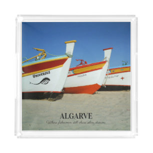 Fishing Boats on Algarve's Beach Photo Acrylic Tray