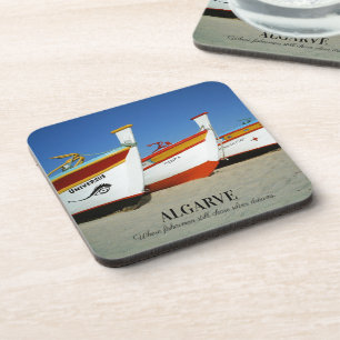 Fishing Boats on Algarve's Beach Photo Beverage Coaster