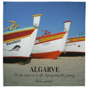 Fishing Boats on Algarve's Beach Photo Cloth Napkin