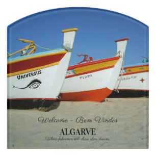 Fishing Boats on Algarve's Beach Photo Door Sign