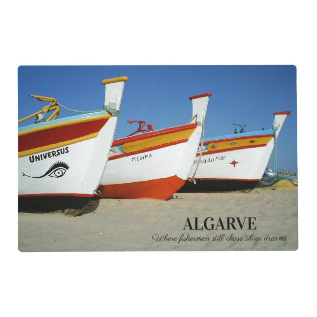 Fishing Boats on Algarve's Beach Photo Placemat (Front)