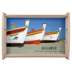 Fishing Boats on Algarve's Beach Photo Serving Tray
