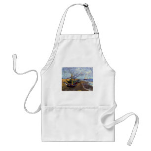 Fishing Boats on Beach Adult Apron