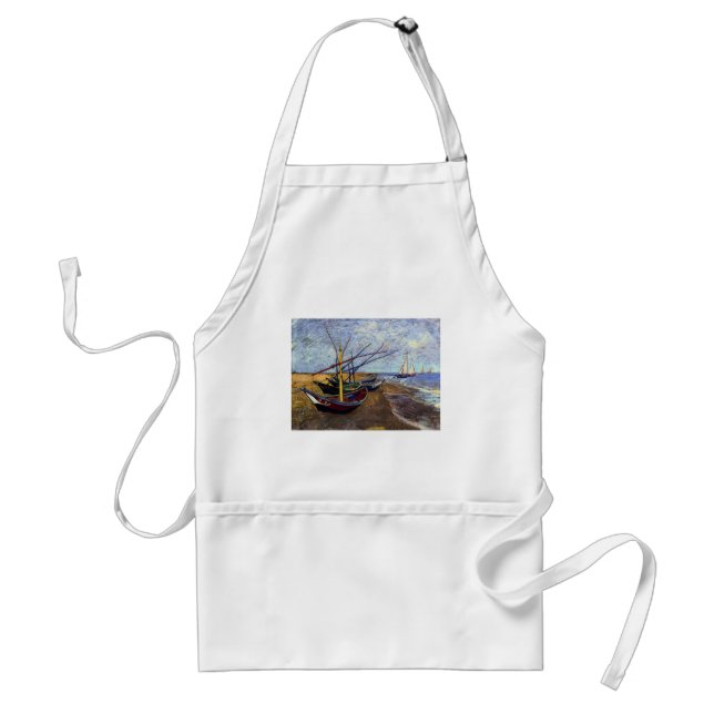 Fishing Boats on Beach Adult Apron (Front)