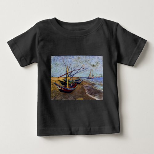 Fishing Boats on Beach Baby T_Shirt