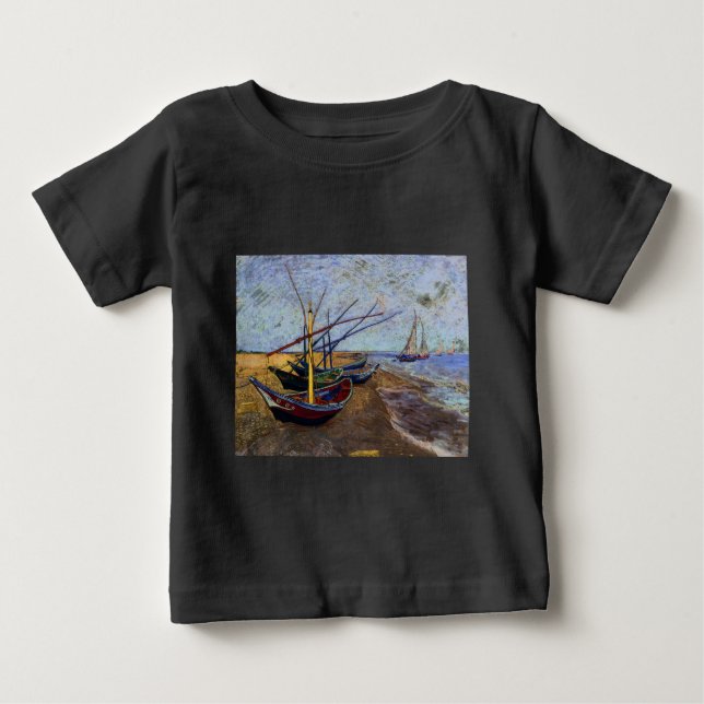 Fishing Boats on Beach Baby T-Shirt (Front)
