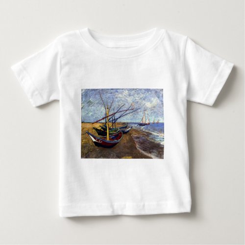 Fishing Boats on Beach Baby T_Shirt