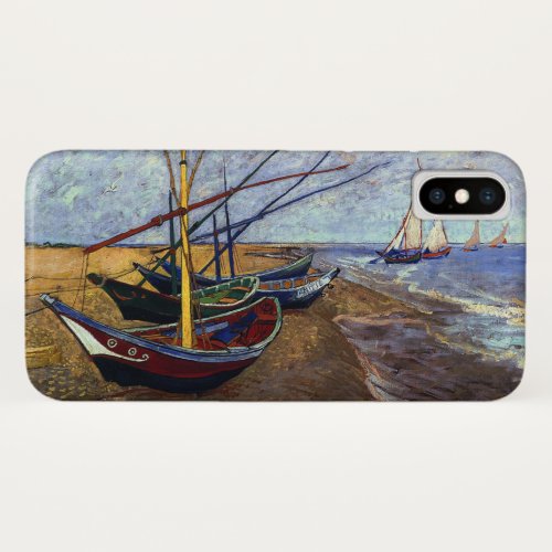 Fishing Boats on Beach by Van Gogh iPhone X Case