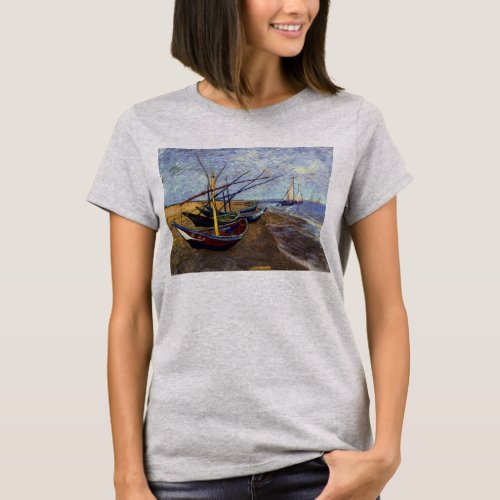 Fishing Boats on Beach by Van Gogh T_Shirt