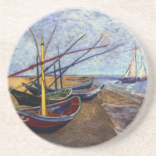 Fishing Boats on Beach Coaster