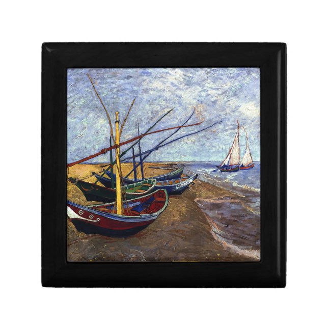 Fishing Boats on Beach Jewelry Box (Front)
