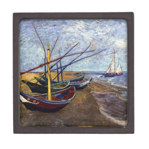 Fishing Boats on Beach Keepsake Box