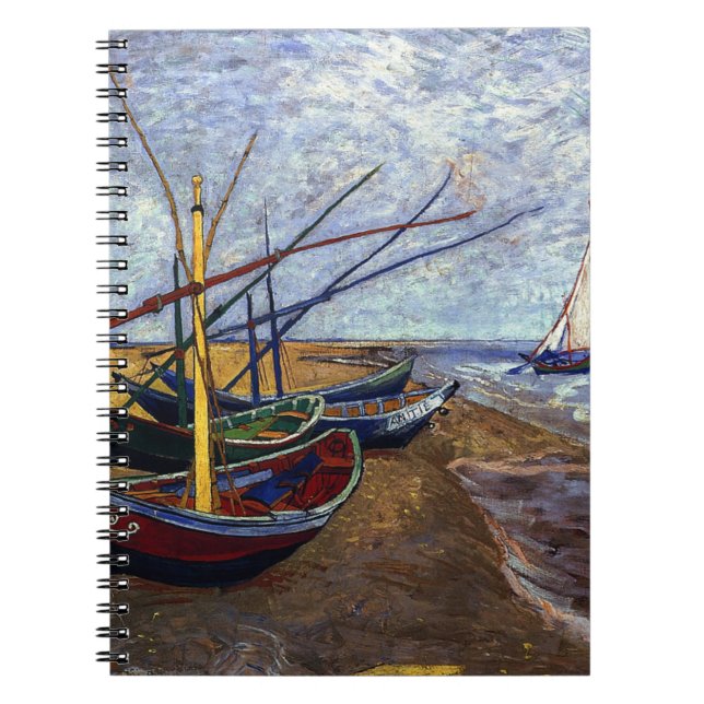 Fishing Boats on Beach Notebook (Front)