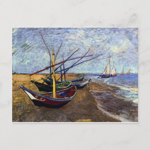 Fishing Boats on Beach Postcard