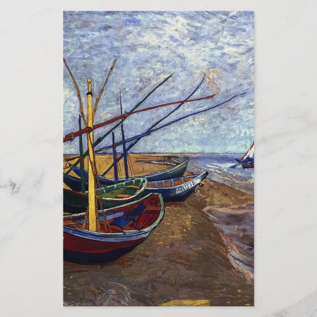 Fishing Boats on Beach Stationery (Front)