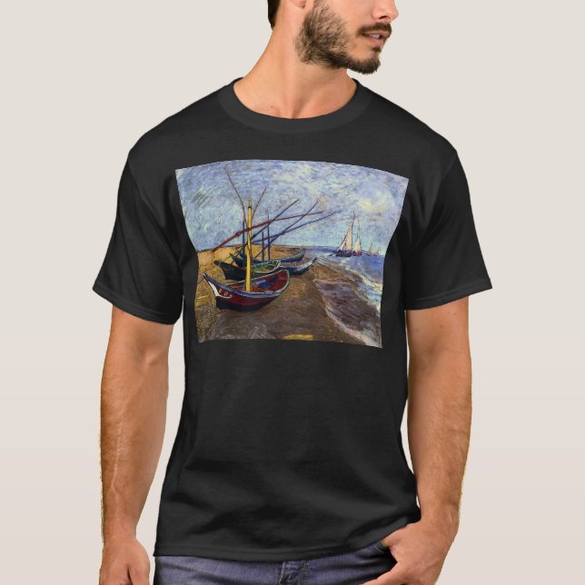 Fishing Boats on Beach T-Shirt (Front)