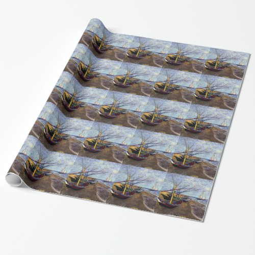 Fishing Boats on Beach Wrapping Paper