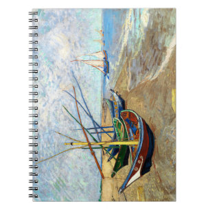 Fishing Boats on Saintes-Maries Beach Van Gogh art Notebook