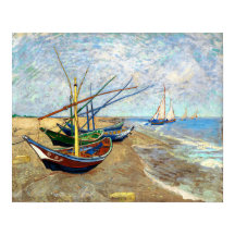 Fishing Boats on Saintes-Maries Beach - Van Gogh
