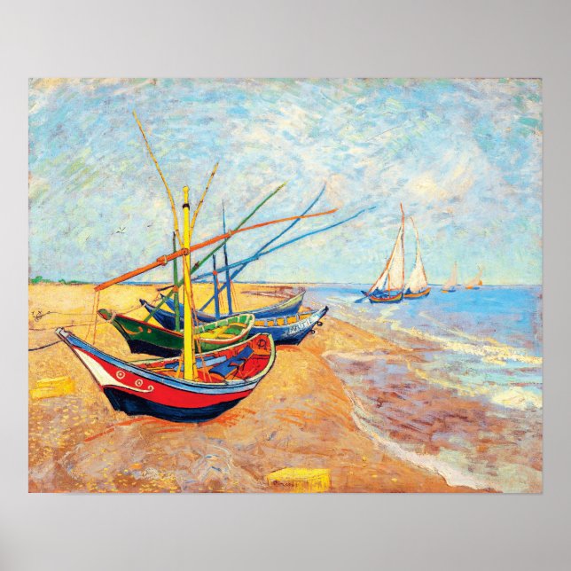 Fishing Boats on the Beach at Saintes-Maries Poster (Front)