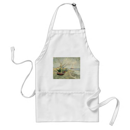 Fishing Boats on the Beach by Vincent van Gogh Adult Apron