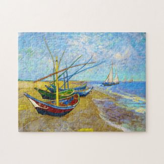 Fishing Boats on the Beach by Vincent Van Gogh art Jigsaw Puzzle