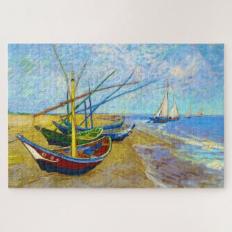 Fishing Boats on the Beach by Vincent Van Gogh art Jigsaw Puzzle