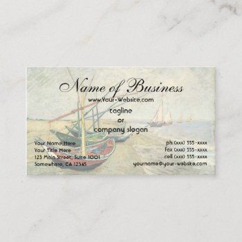Fishing Boats On The Beach By Vincent Van Gogh Business Card by MasterpieceCafe at Zazzle