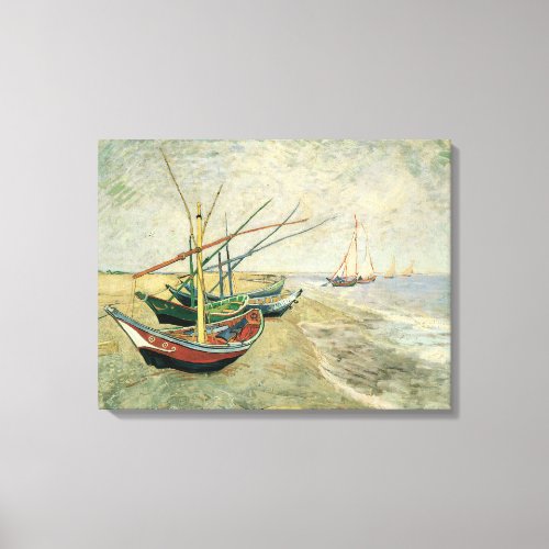 Fishing Boats on the Beach by Vincent van Gogh Canvas Print