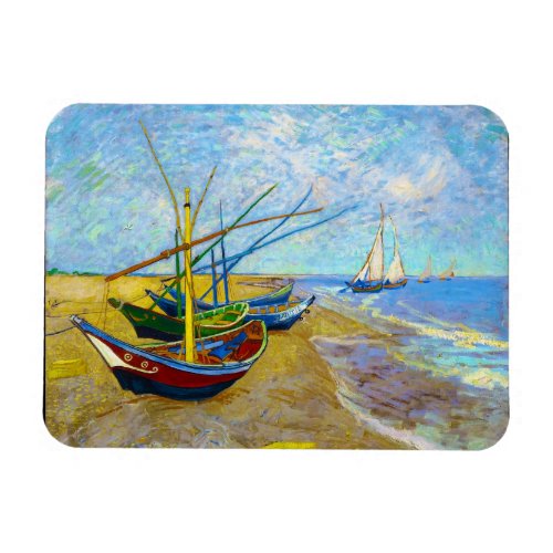 Fishing Boats on the Beach by Vincent Van Gogh Magnet