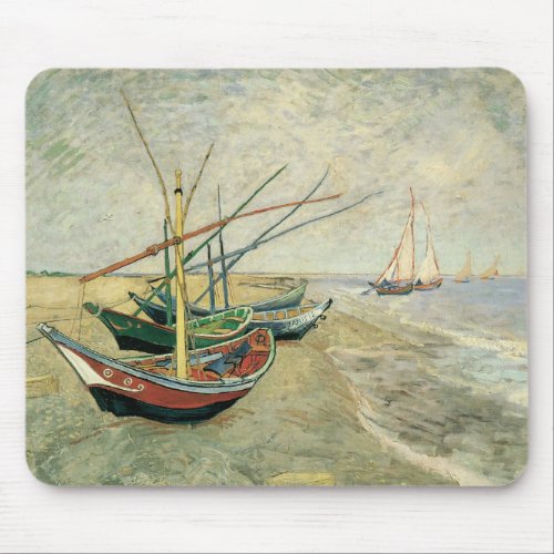 Fishing Boats on the Beach by Vincent van Gogh Mouse Pad