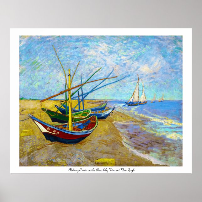 Fishing Boats on the Beach by Vincent Van Gogh Poster (Front)