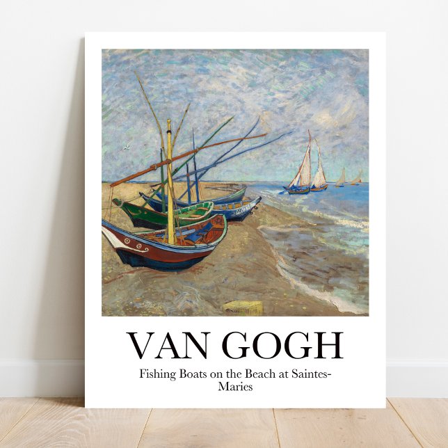 Fishing Boats on the Beach by Vincent van Gogh Poster (Van Gogh's Sun-Kissed Seascape: "Fishing Boats." Vivid colors, museum-quality)