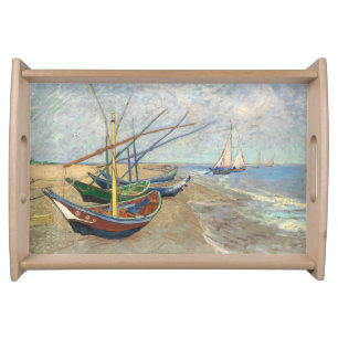 Fishing Boats on the Beach by Vincent Van Gogh  Serving Tray