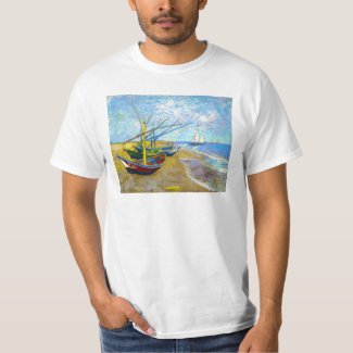 Fishing Boats on the Beach by Vincent Van Gogh T-Shirt