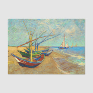 Fishing Boats on the Beach by Vincent van Gogh Tissue Paper