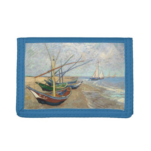 Fishing Boats on the Beach by Vincent Van Gogh  Trifold Wallet