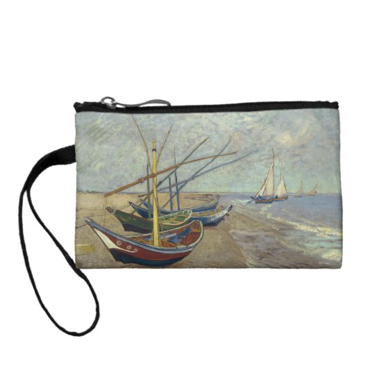 Fishing boats on the beach coin wallet (Back)