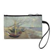 Fishing boats on the beach coin wallet (Front)