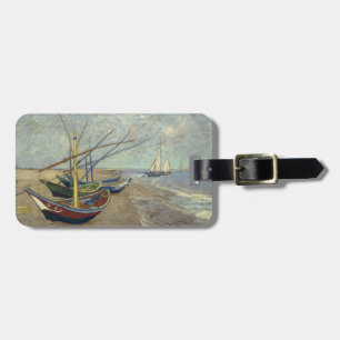 Fishing boats on the beach luggage tag