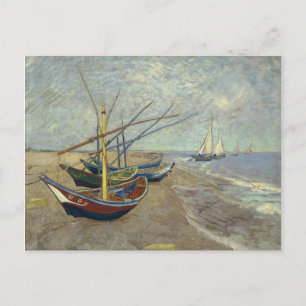 Fishing boats on the beach postcard