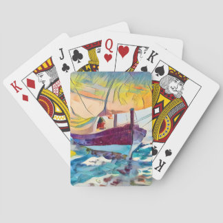 Fishing boats on the beach, Valencia   Poker Cards
