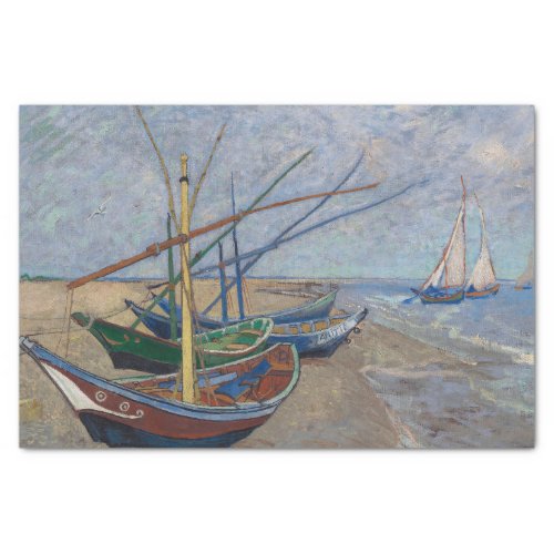 Fishing Boats on the Beach Van Gogh Decoupage  Tissue Paper