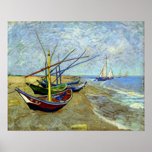 Fishing Boats on the Beach Vincent Van Gogh Print